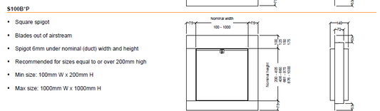 S100BGP – NCA Series 100 Plate Frame Fire Damper