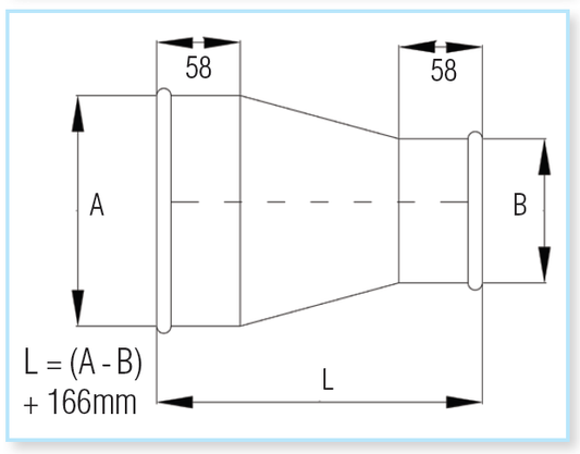 Quick-Fit Reducer – Main Duct – Galvanised – Nordfab