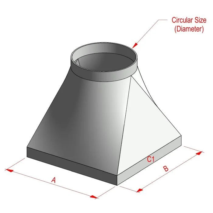 Square to Round Rectangular Ductwork Transition