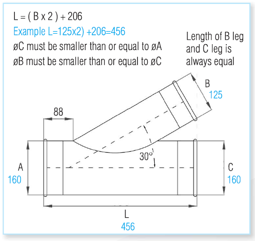 Quick-Fit Branch Standard – 30 Degree – Galvanised – Nordfab
