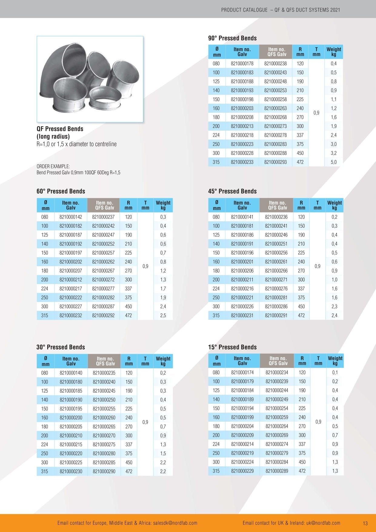 Quick-Fit Pressed Bend – Galvanised – Nordfab