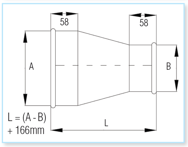 Quick-Fit Reducer – Main Duct – Galvanised – Nordfab