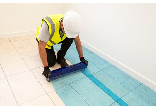 Self-Adhesive Protective Blue Film Roll for Ductwork – 600mm x 100m (Ducting Supplies)